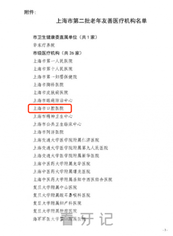上海口腔医院成功申报上海市第二批老年友善医疗机构