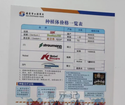 江苏省口腔医院南京市口腔医院种植牙价格一览表