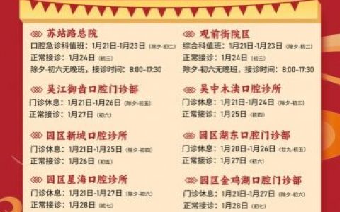 苏州口腔医院2023年春节放假时间安排