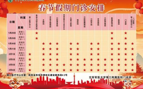 空军军医大学口腔医院2025年春节放假时间出炉！