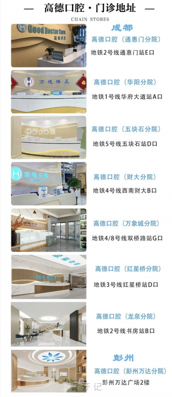 高德口腔旗下分院及地址整理2025版